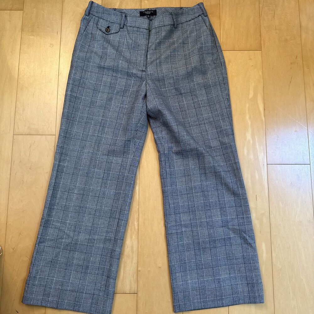OLD MONEY WOOL PANTS Talbots Heritage Wide Leg Size 12 Petite Windowpane Plaid